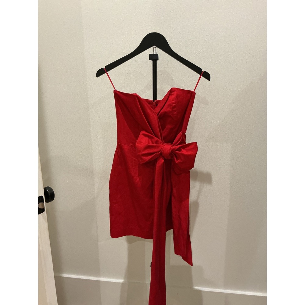 French Connection Strapless Dress Royal Scarlet Red Bow Mini 0